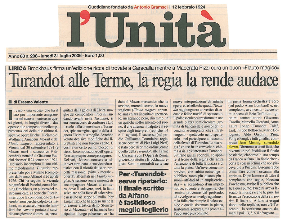 2006-31-07 L'UNITA - TURANDOT